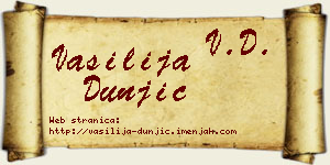 Vasilija Dunjić vizit kartica